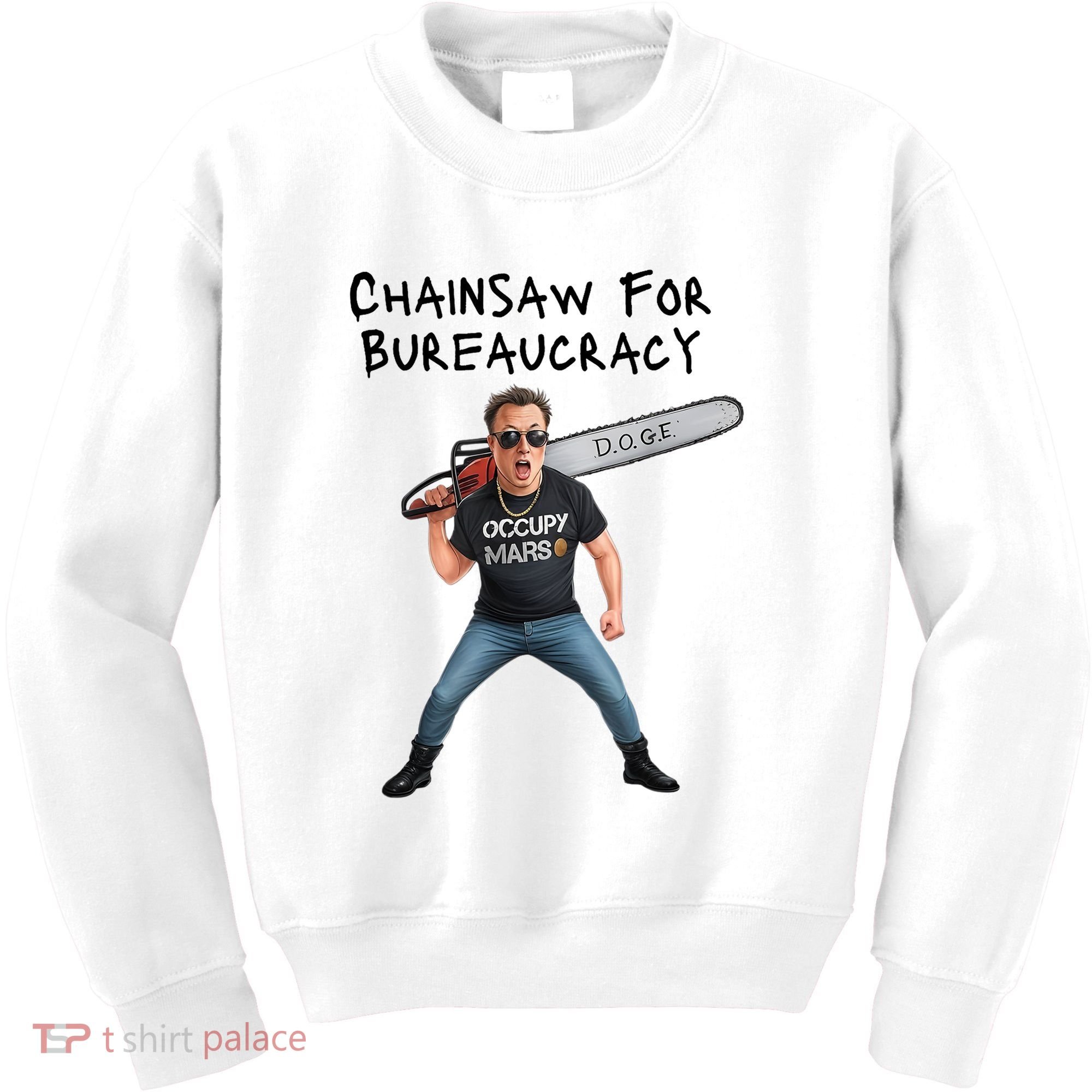 D.O.G.E. Chainsaw For Bureaucracy Meme Political Humor Kids Sweatshirt