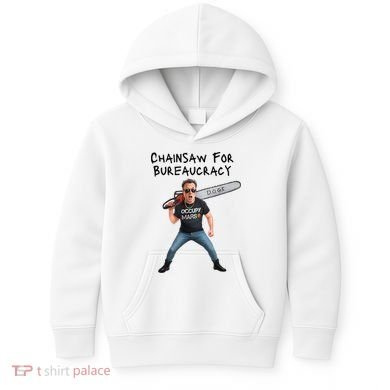 D.O.G.E. Chainsaw For Bureaucracy Meme Political Humor Kids Hoodie