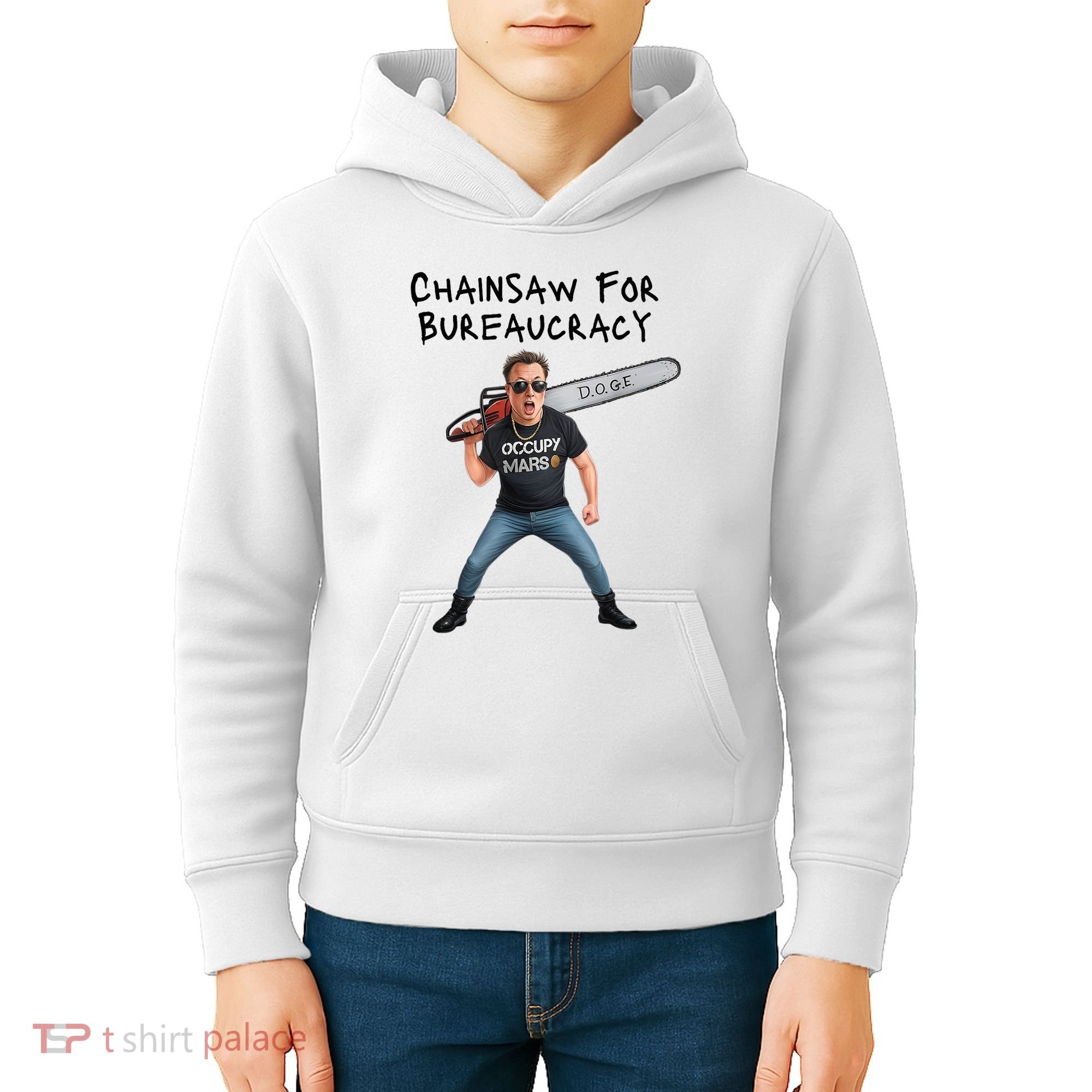D.O.G.E. Chainsaw For Bureaucracy Meme Political Humor Kids Hoodie