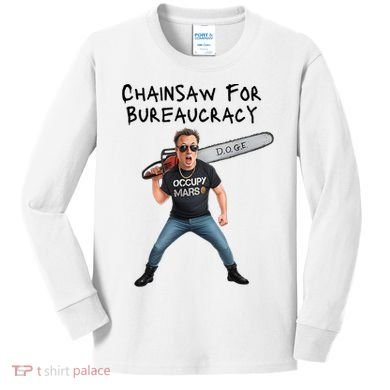 D.O.G.E. Chainsaw For Bureaucracy Meme Political Humor Kids Long Sleeve Shirt