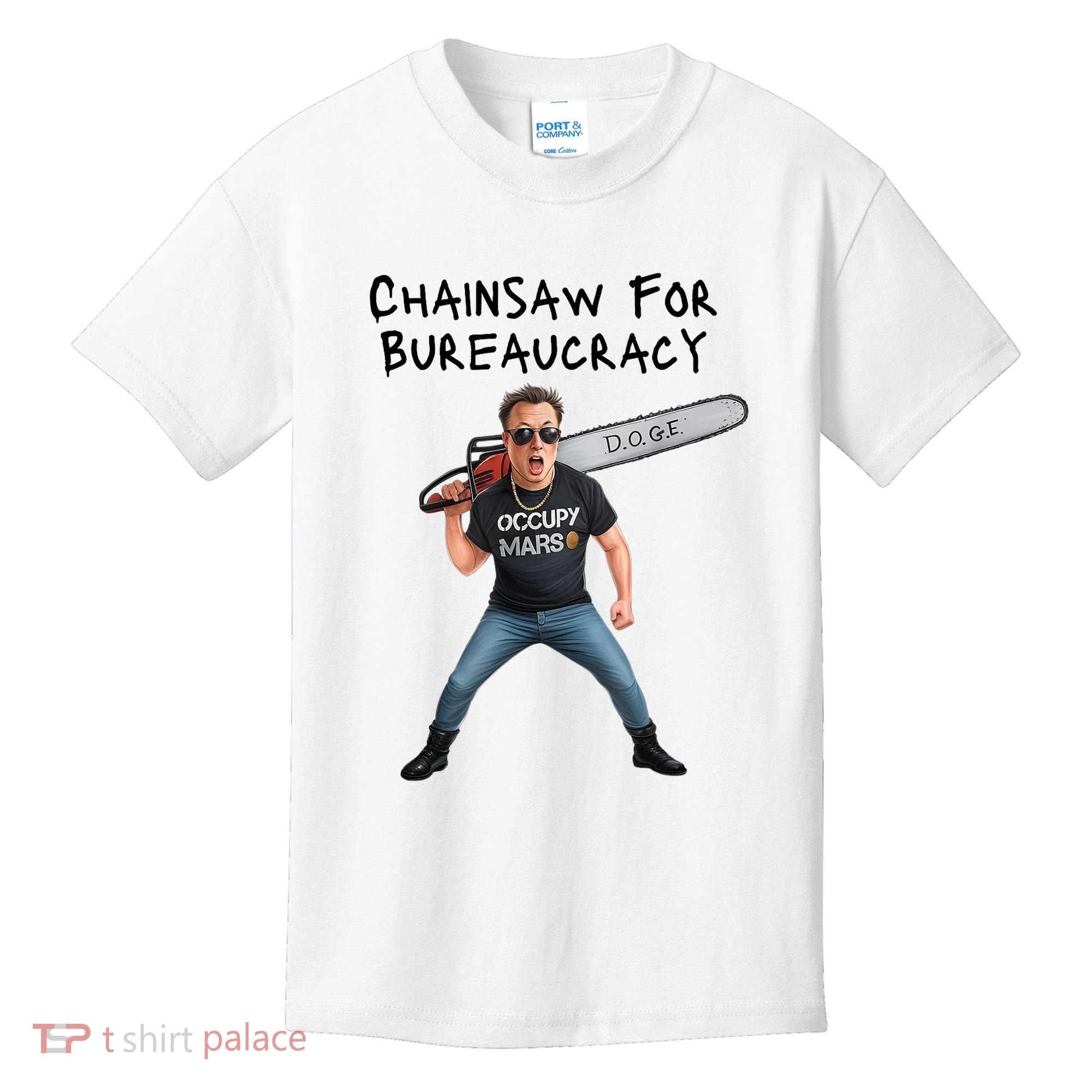 D.O.G.E. Chainsaw For Bureaucracy Meme Political Humor Kids T-Shirt
