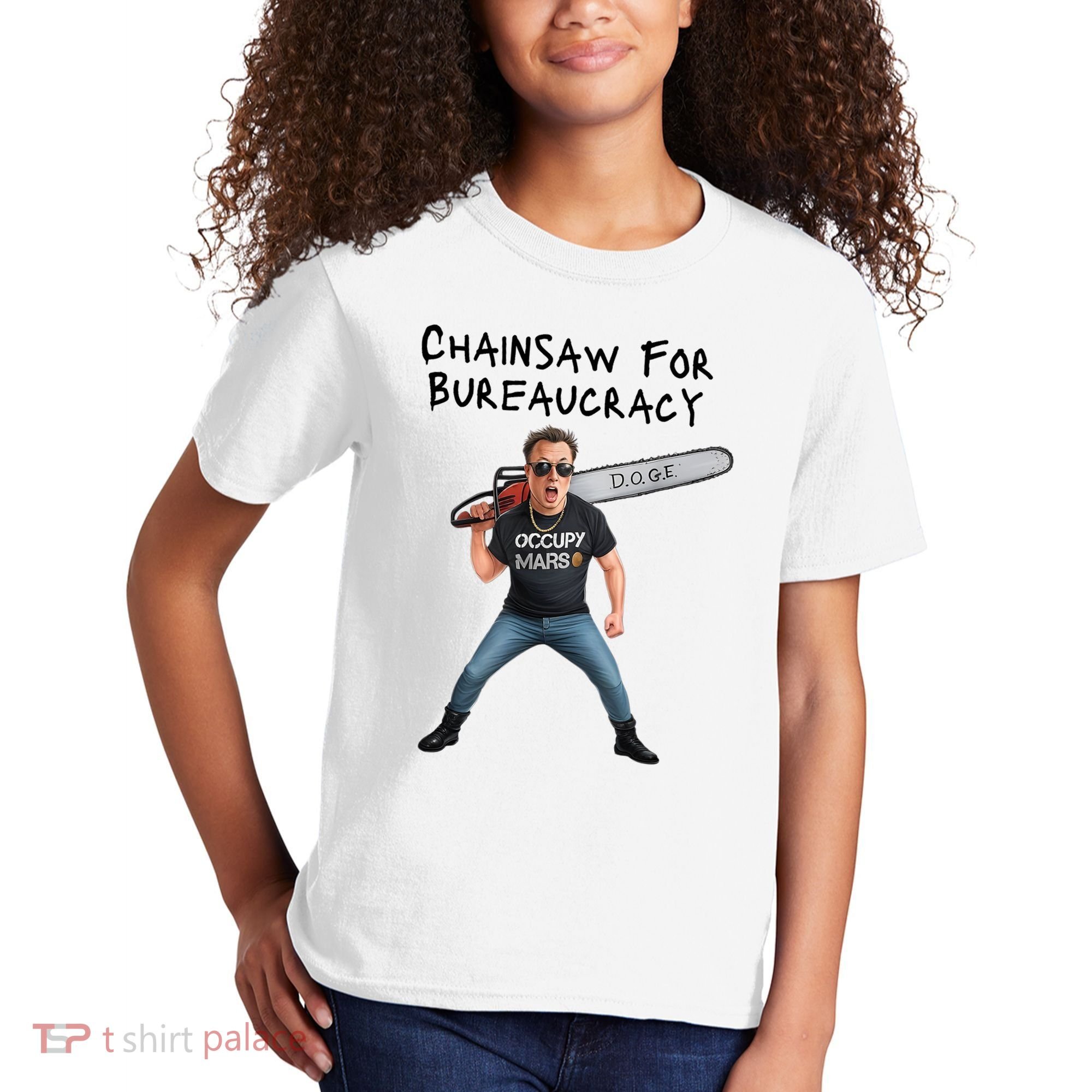 D.O.G.E. Chainsaw For Bureaucracy Meme Political Humor Kids T-Shirt