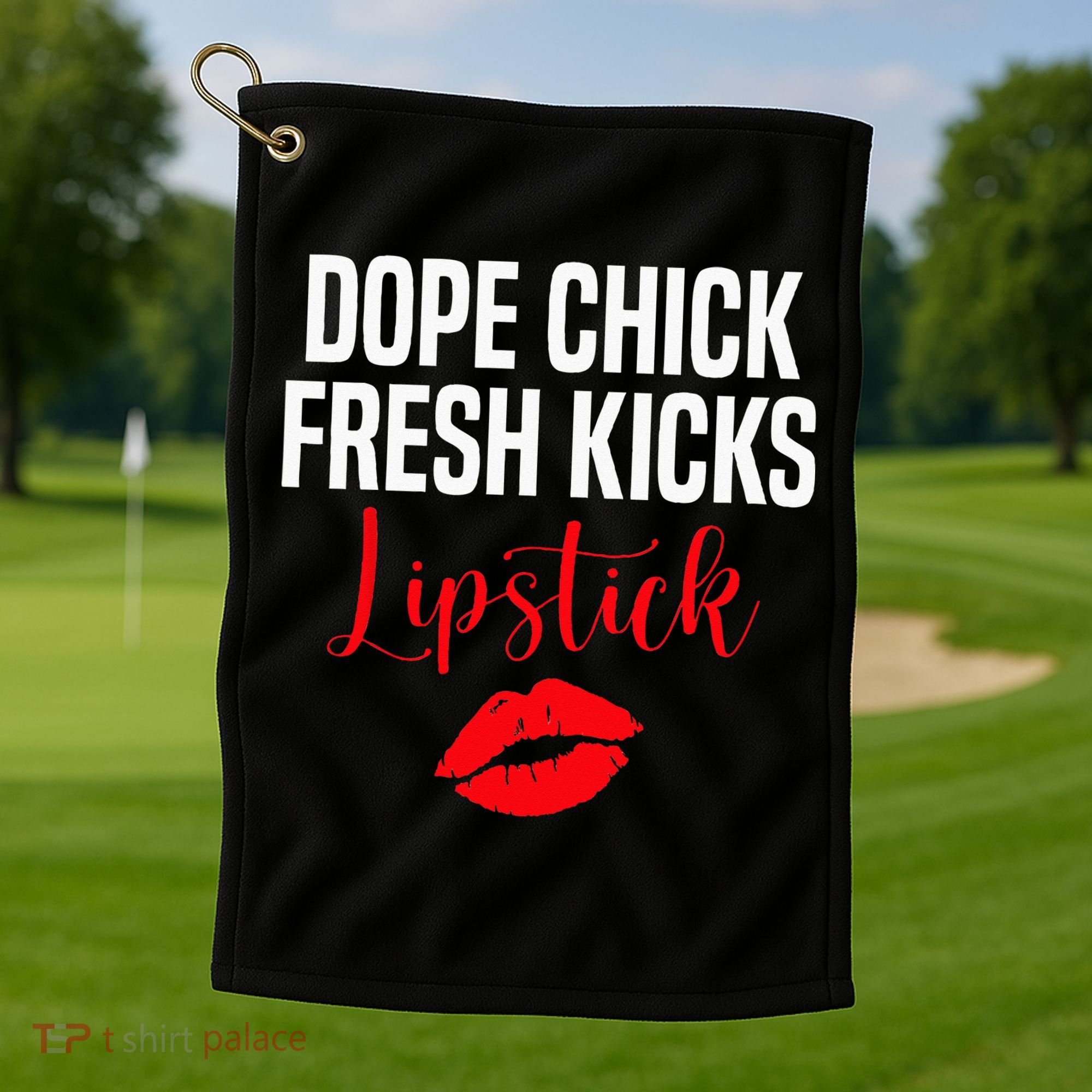 Dope Chick Fresh Kicks Lipstick Funny Saying Golf Towel