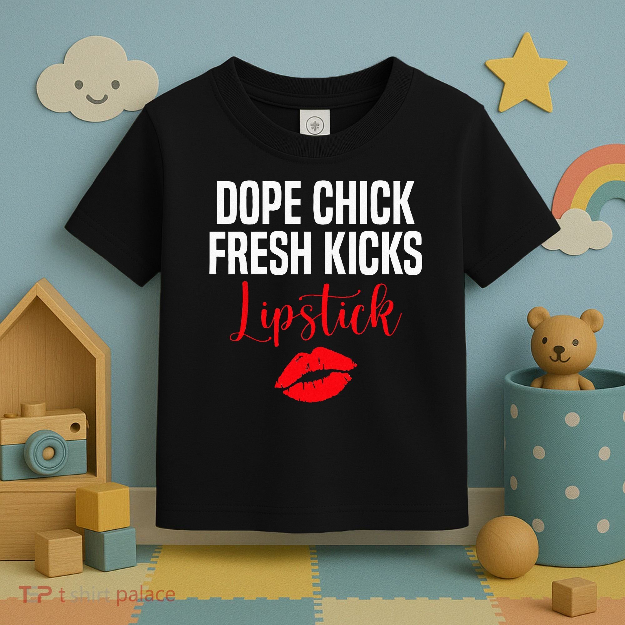 Dope Chick Fresh Kicks Lipstick Funny Saying Toddler T-Shirt