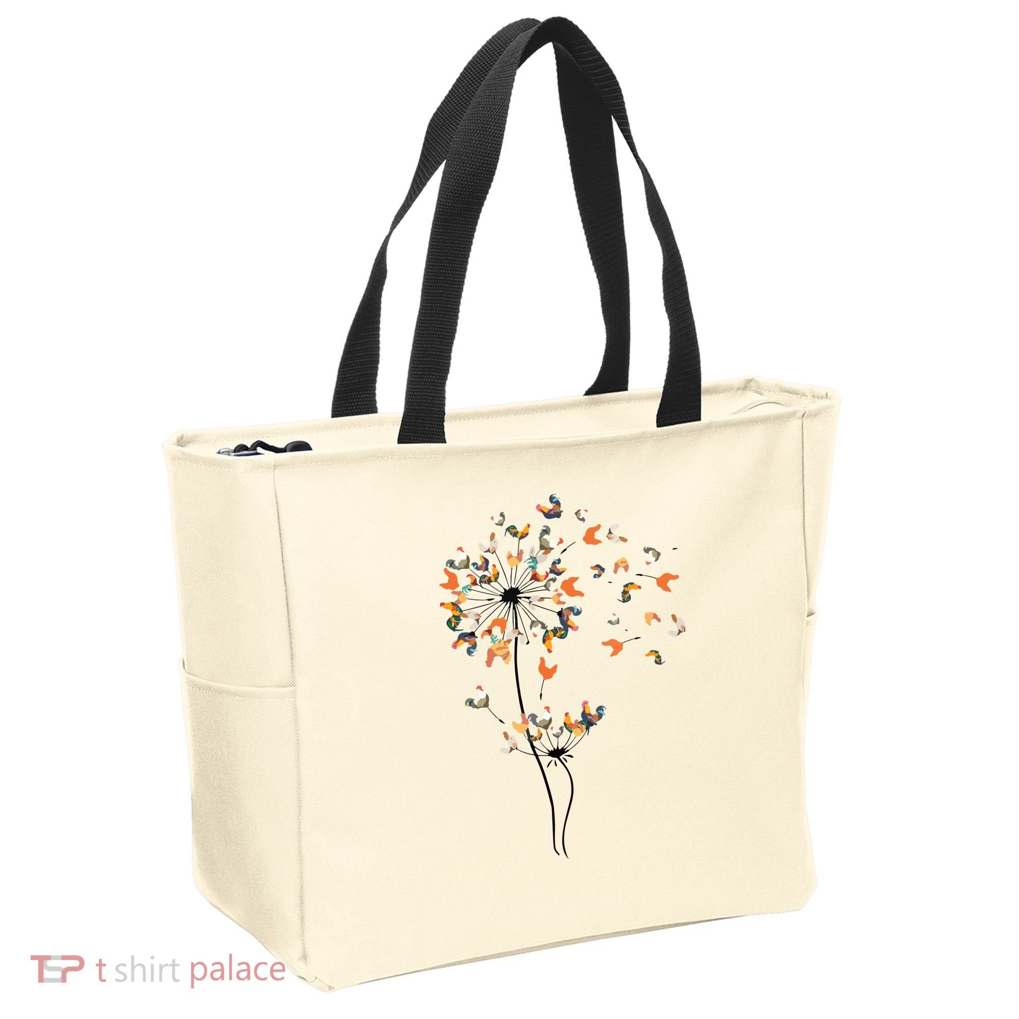 Dandelion Chicken Flower Shirts Floral Chicken Tree Lover Tote Bag