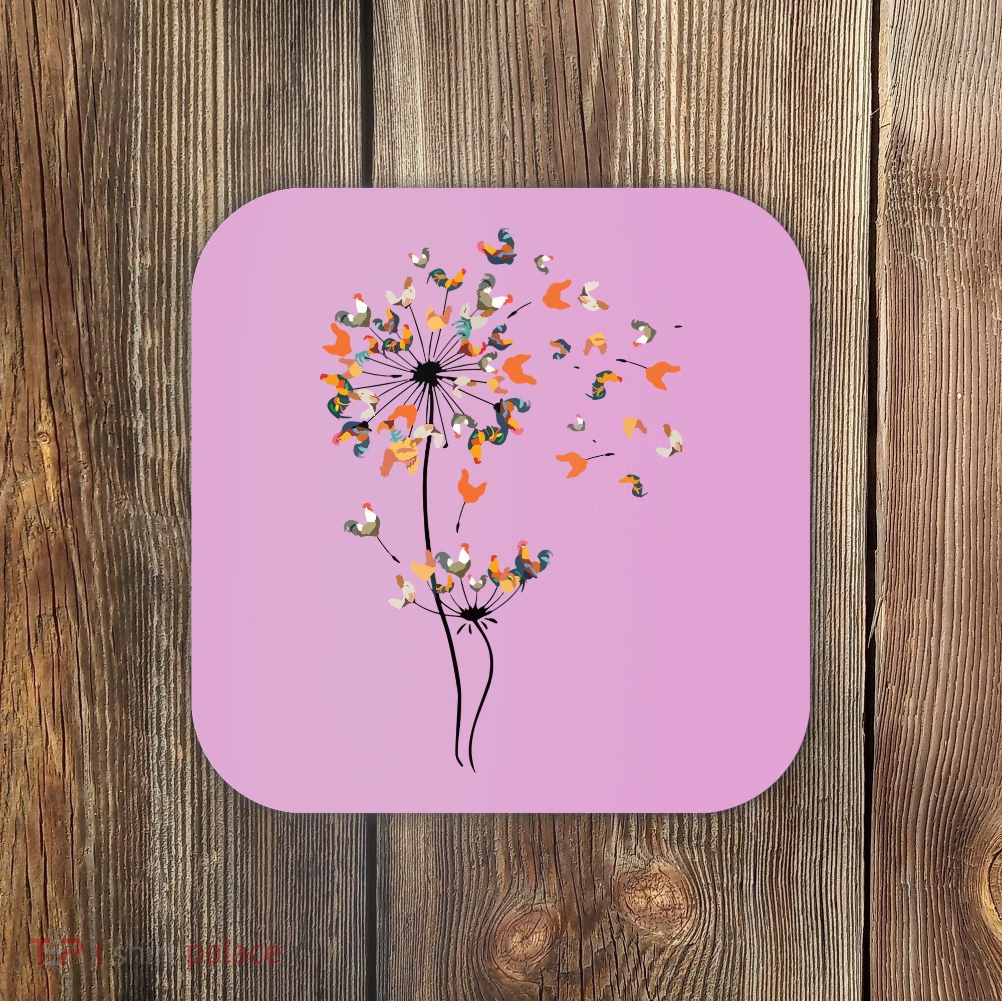 Dandelion Chicken Flower Shirts Floral Chicken Tree Lover Coaster