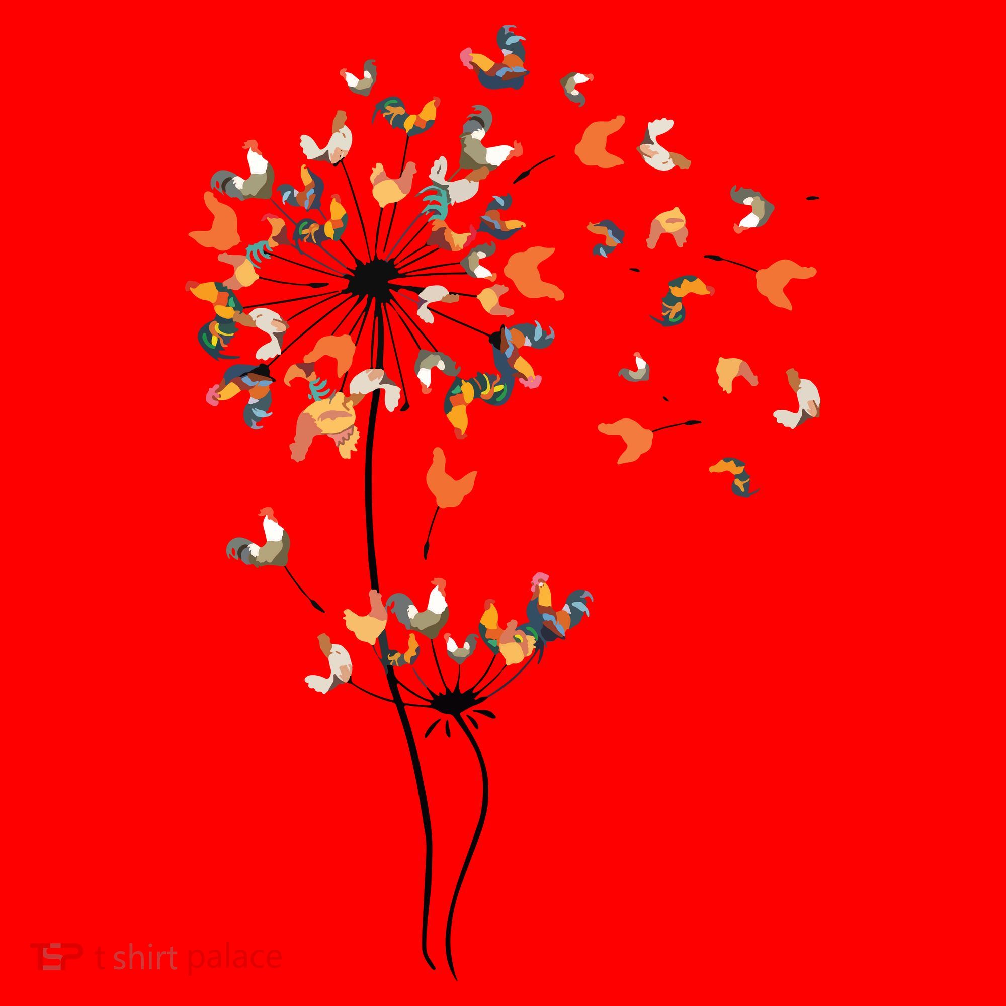 Dandelion Chicken Flower Shirts Floral Chicken Tree Lover Santa Hat