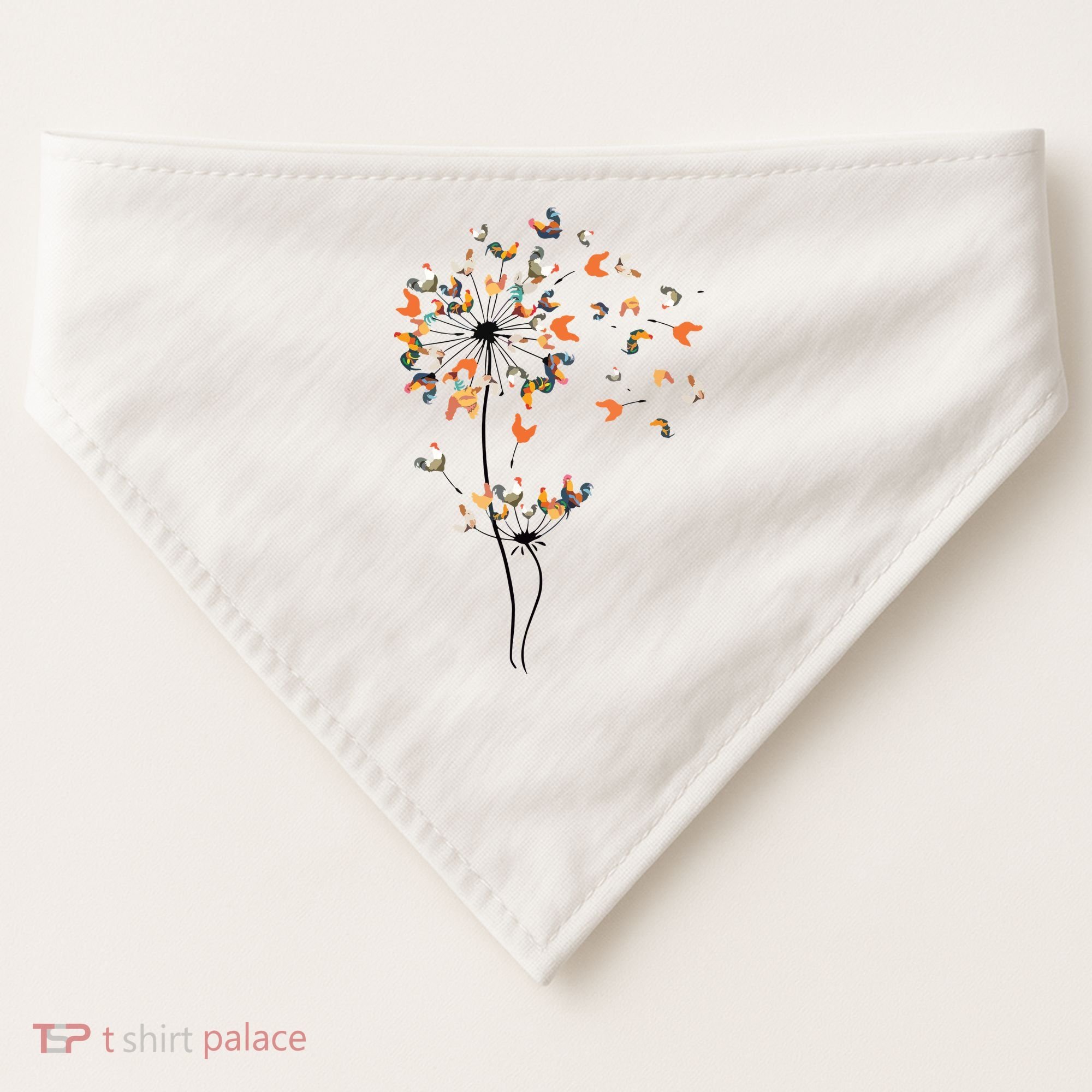 Dandelion Chicken Flower Shirts Floral Chicken Tree Lover USA-Made Doggie Bandana