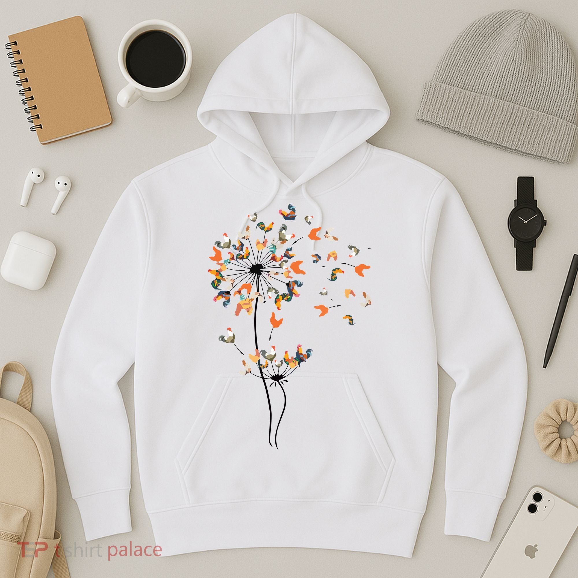 Dandelion Chicken Flower Shirts Floral Chicken Tree Lover Hoodie
