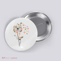 Dandelion Chicken Flower Shirts Floral Chicken Tree Lover Button thumb 0