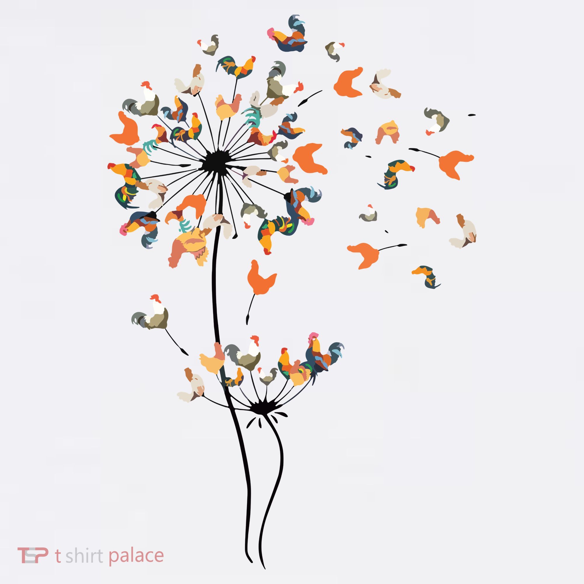 Dandelion Chicken Flower Shirts Floral Chicken Tree Lover Button