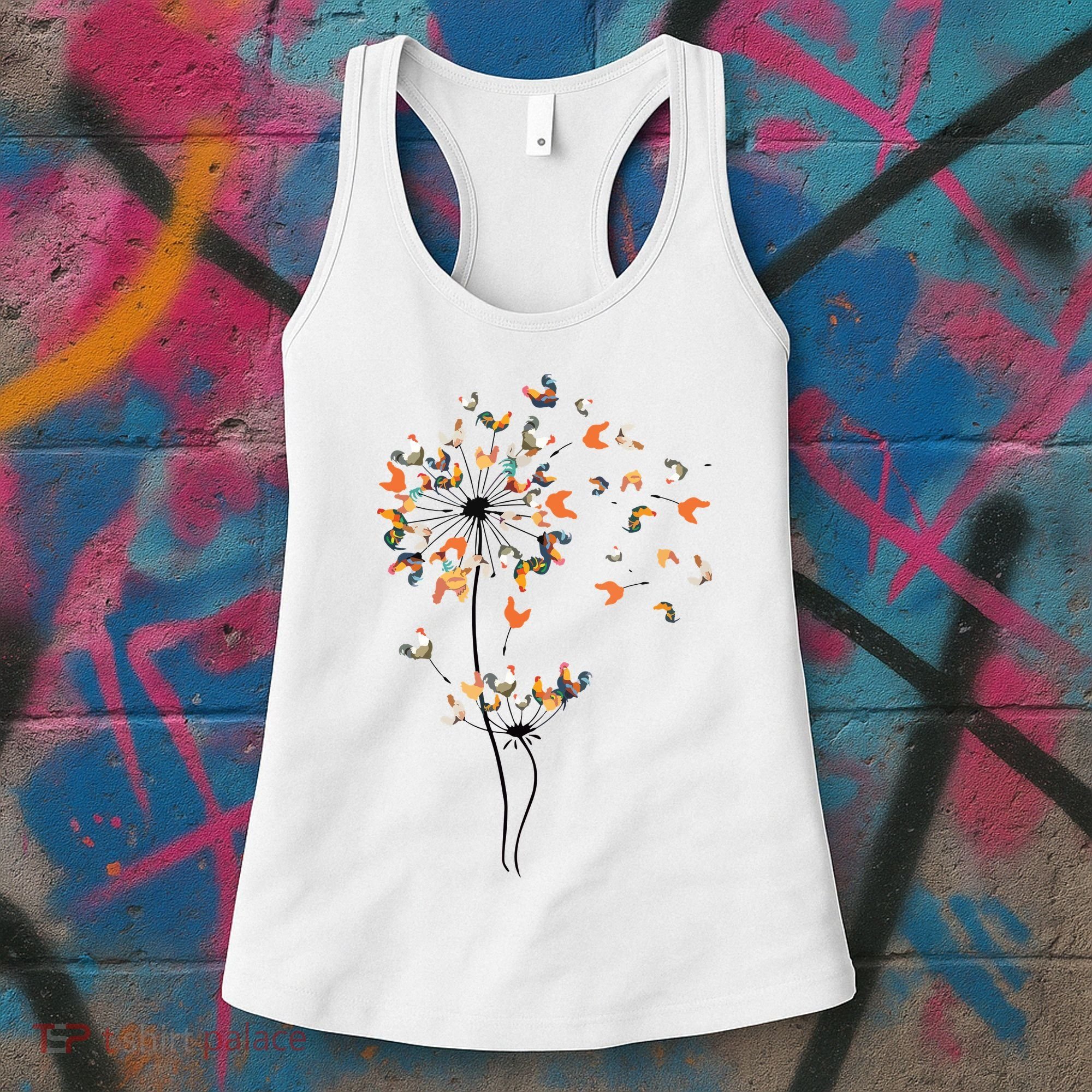 Dandelion Chicken Flower Shirts Floral Chicken Tree Lover Women's Tank Top
