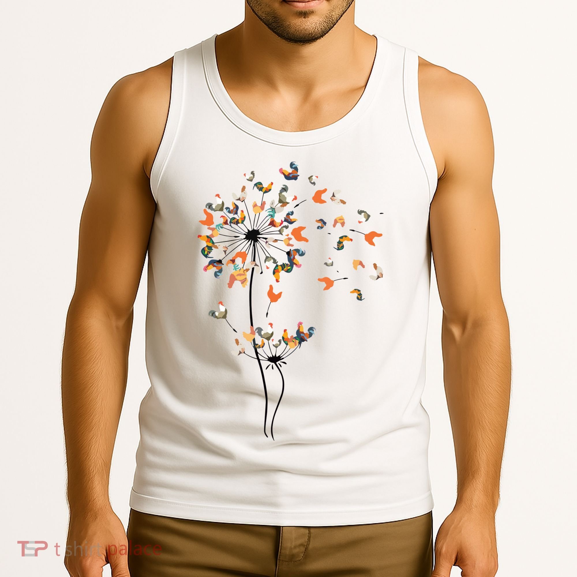 Dandelion Chicken Flower Shirts Floral Chicken Tree Lover Tank Top