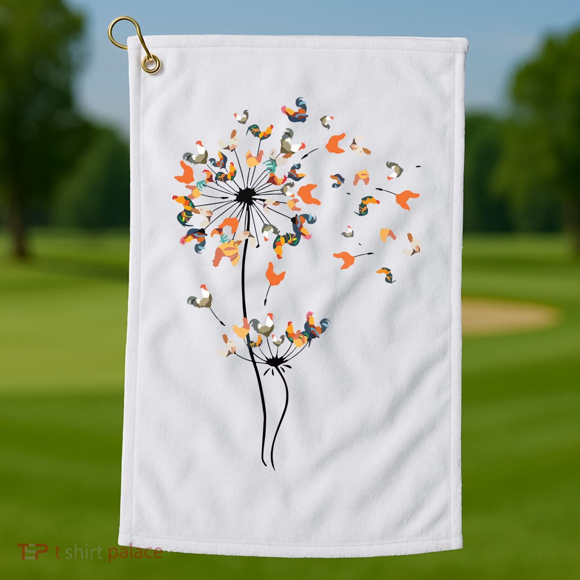 Dandelion Chicken Flower Shirts Floral Chicken Tree Lover Golf Towel