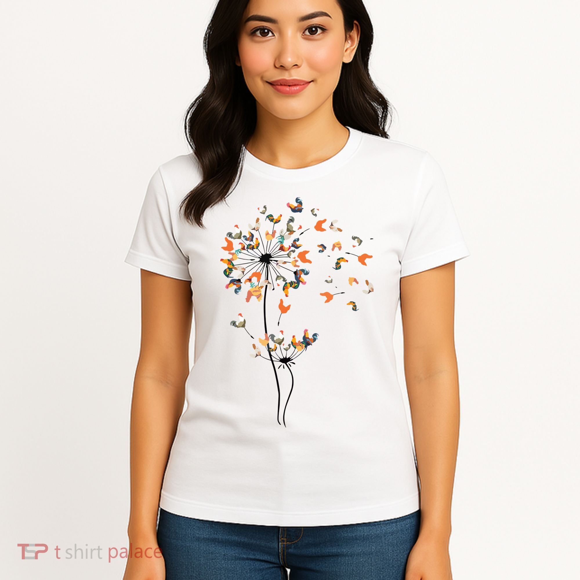 Dandelion Chicken Flower Shirts Floral Chicken Tree Lover Women's T-Shirt
