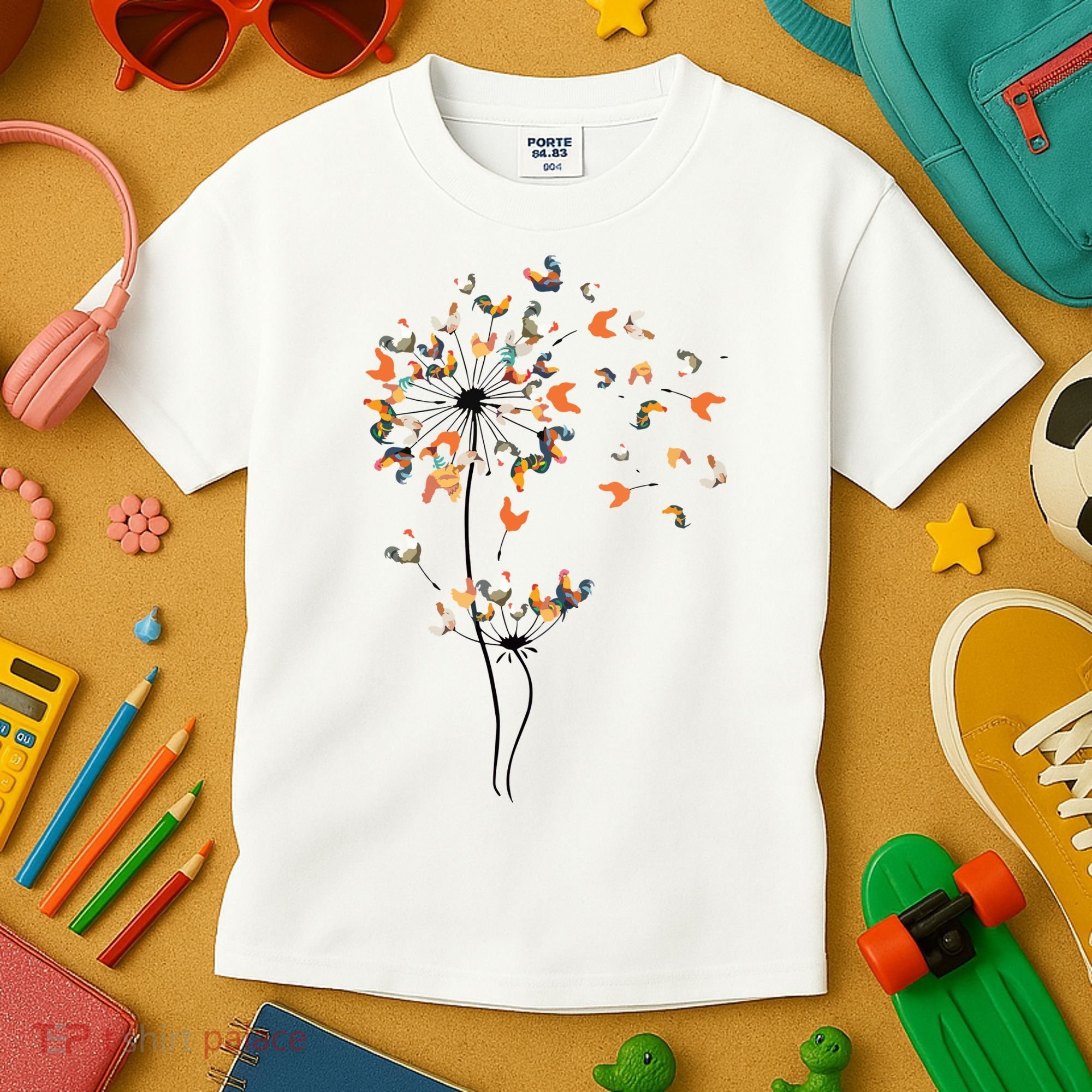 Dandelion Chicken Flower Shirts Floral Chicken Tree Lover Kids T-Shirt