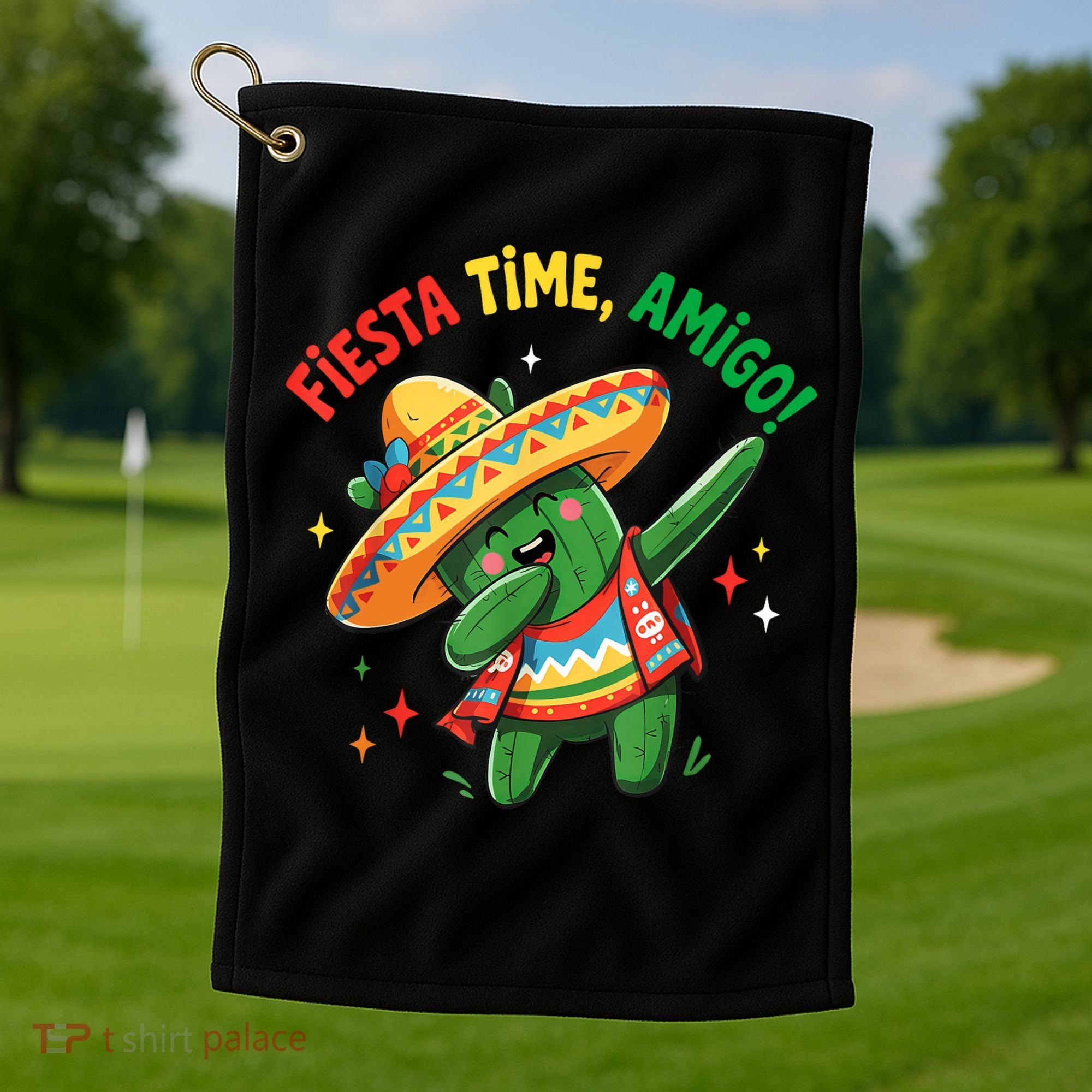 Dabbing Cactus Funny Cinco De Mayo Mexican  Golf Towel