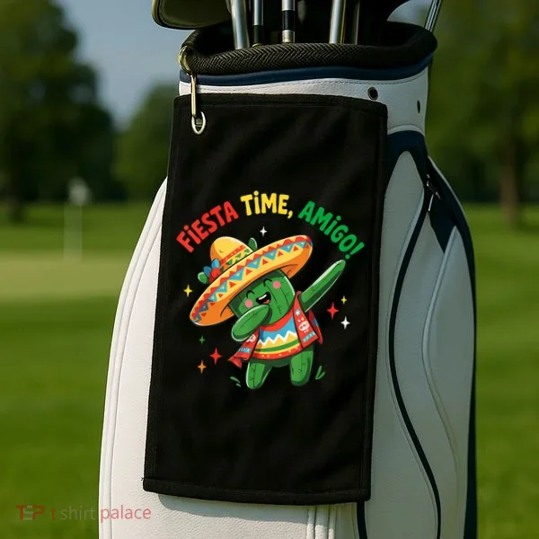 Dabbing Cactus Funny Cinco De Mayo Mexican  Golf Towel
