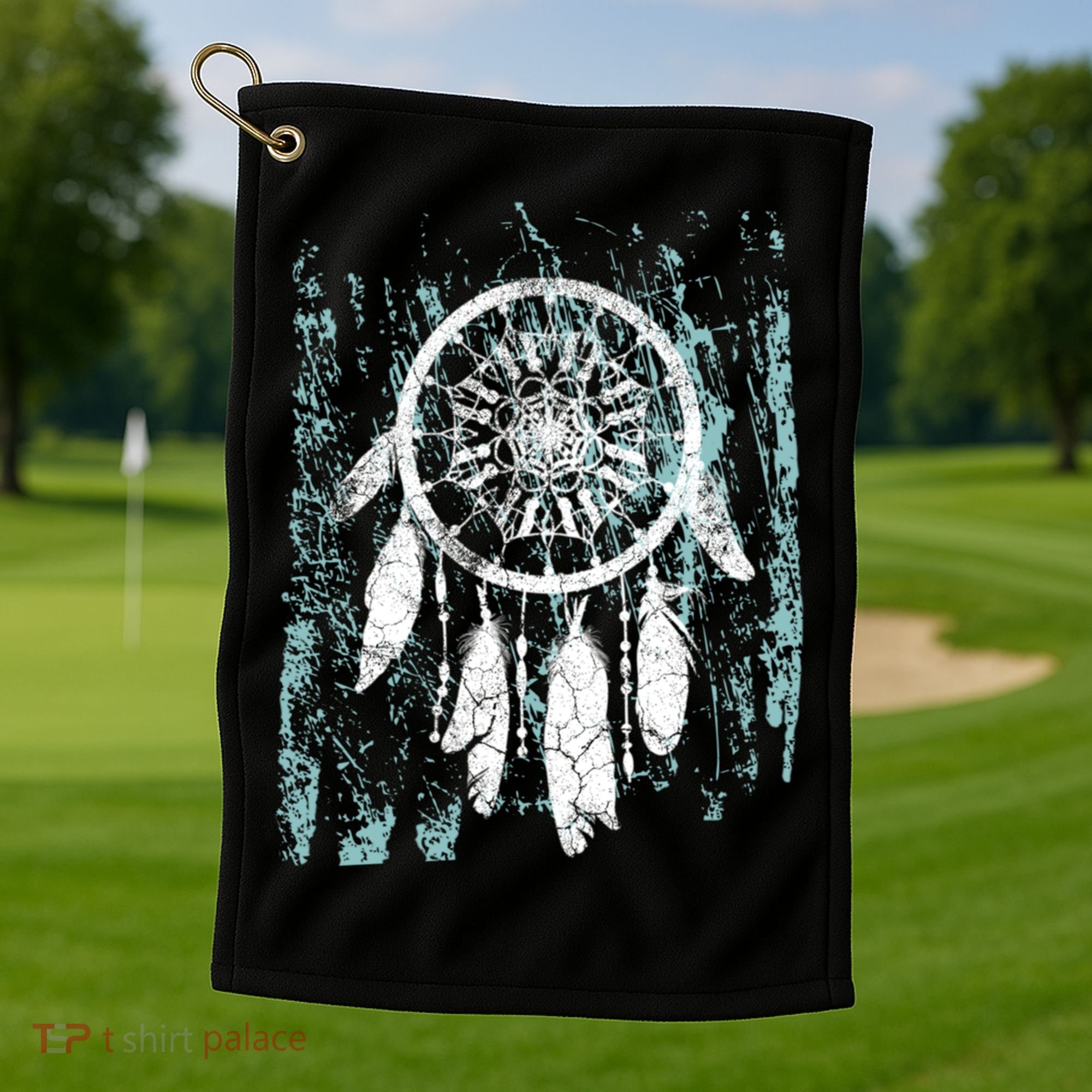 Dream Catcher Feathers Tribal Native American Boho Tapestry Gift Golf Towel