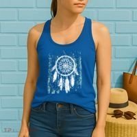Dream Catcher Feathers Tribal Native American Boho Tapestry Gift Women's Tank Top thumb 2
