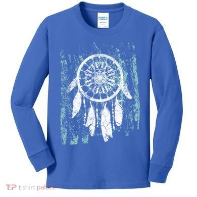 Dream Catcher Feathers Tribal Native American Boho Tapestry Gift Kids Long Sleeve Shirt