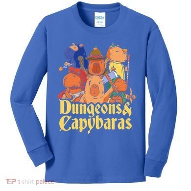 Dungeons & Capybaras Funny Capybara Lover Kids Long Sleeve Shirt