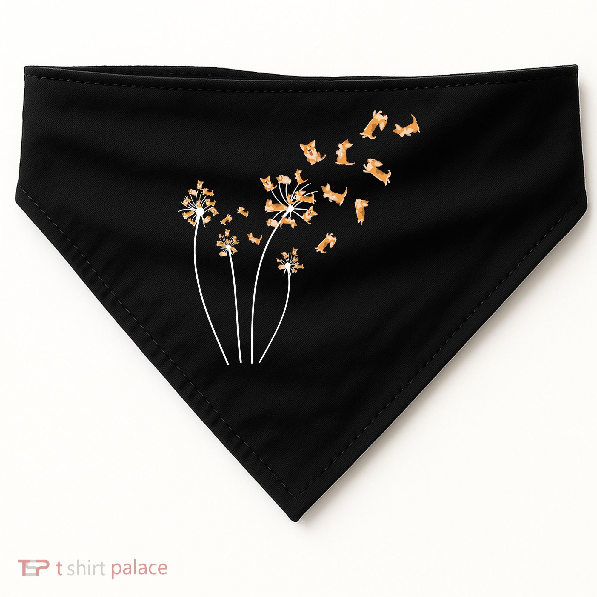 Dandelion Corgi Flower Cute Dog Lovers USA-Made Doggie Bandana