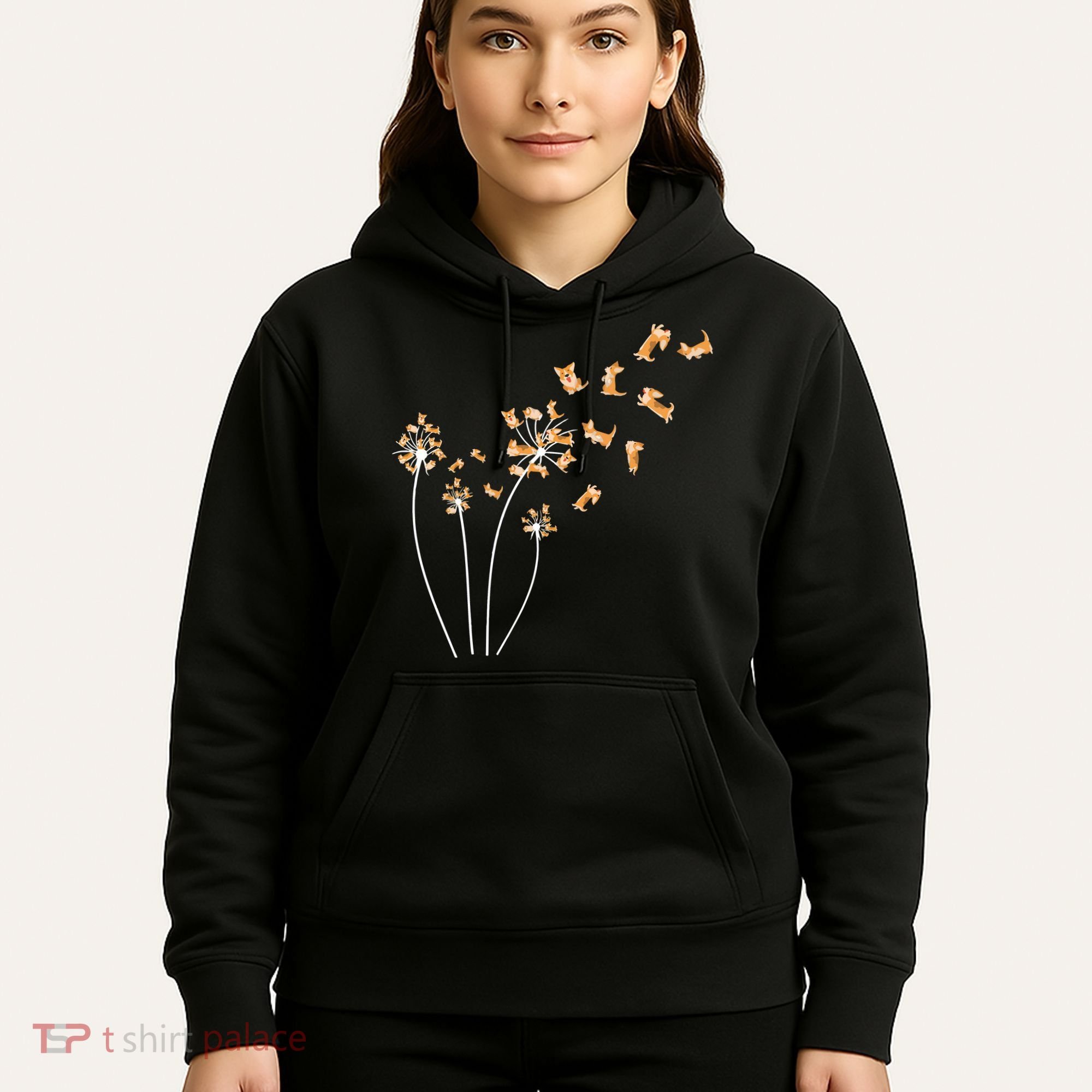Dandelion Corgi Flower Cute Dog Lovers Hoodie