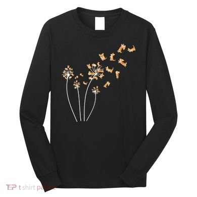 Dandelion Corgi Flower Cute Dog Lovers Long Sleeve Shirt