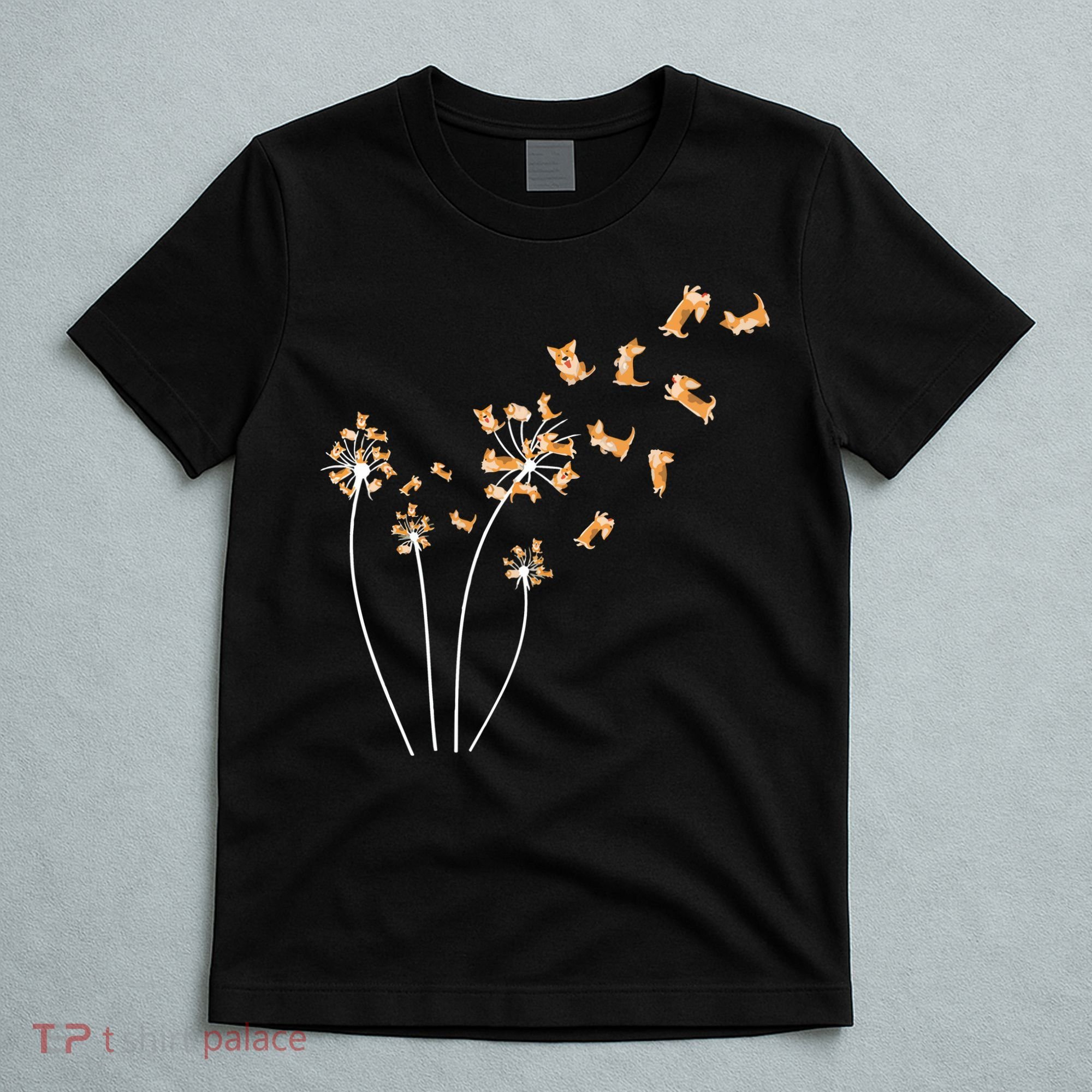 Dandelion Corgi Flower Cute Dog Lovers T-Shirt