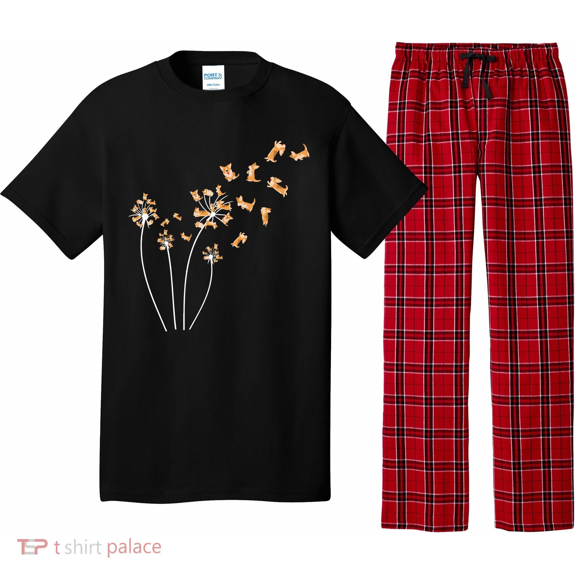 Dandelion Corgi Flower Cute Dog Lovers Pajama Set
