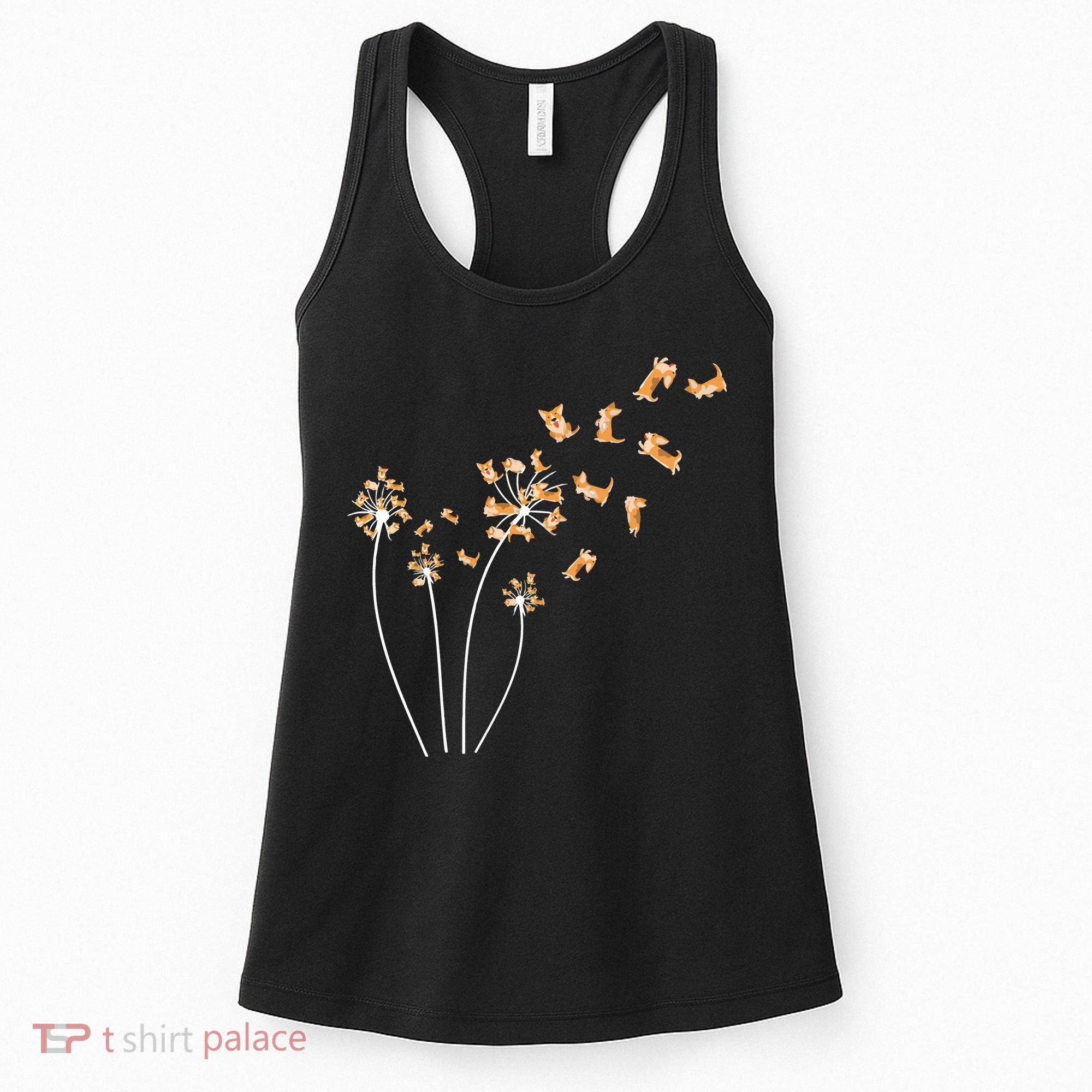Dandelion Corgi Flower Cute Dog Lovers Women's Tank Top