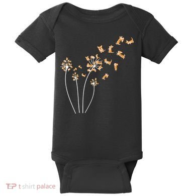 Dandelion Corgi Flower Cute Dog Lovers Baby Bodysuit