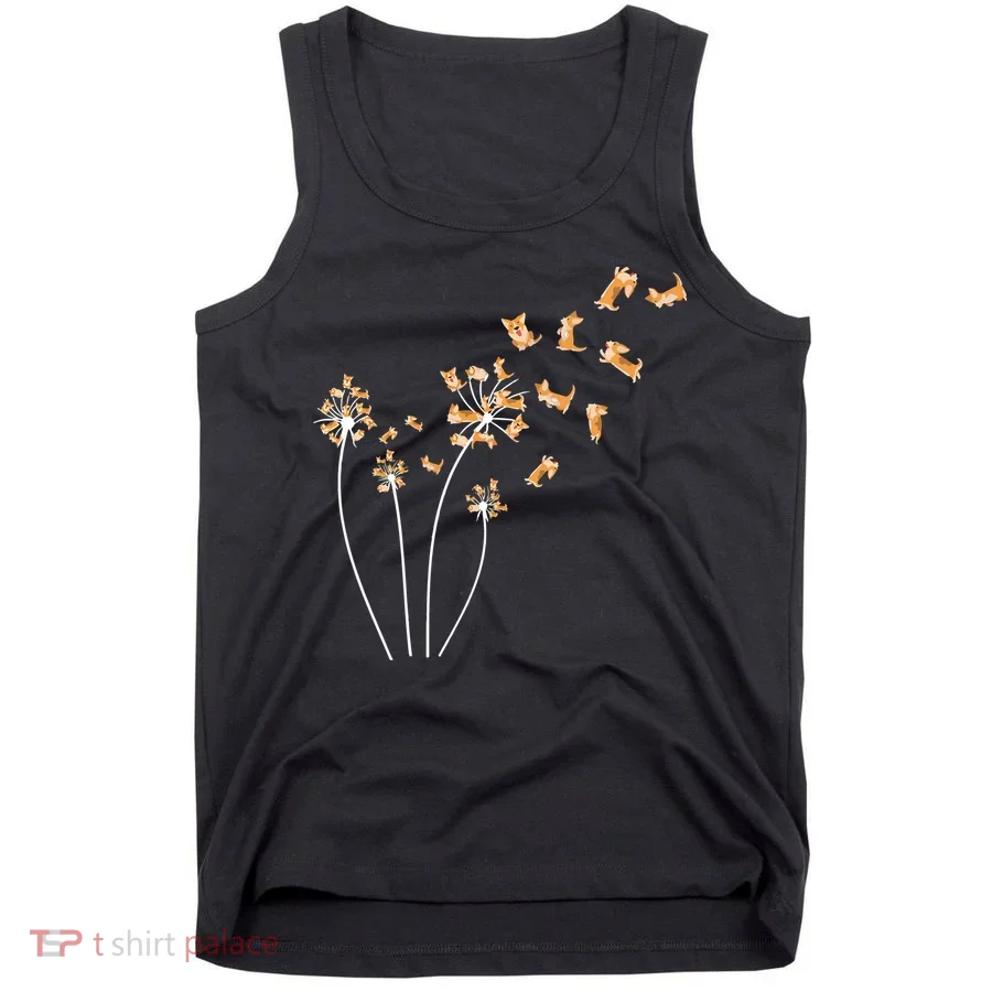 Dandelion Corgi Flower Cute Dog Lovers Tank Top