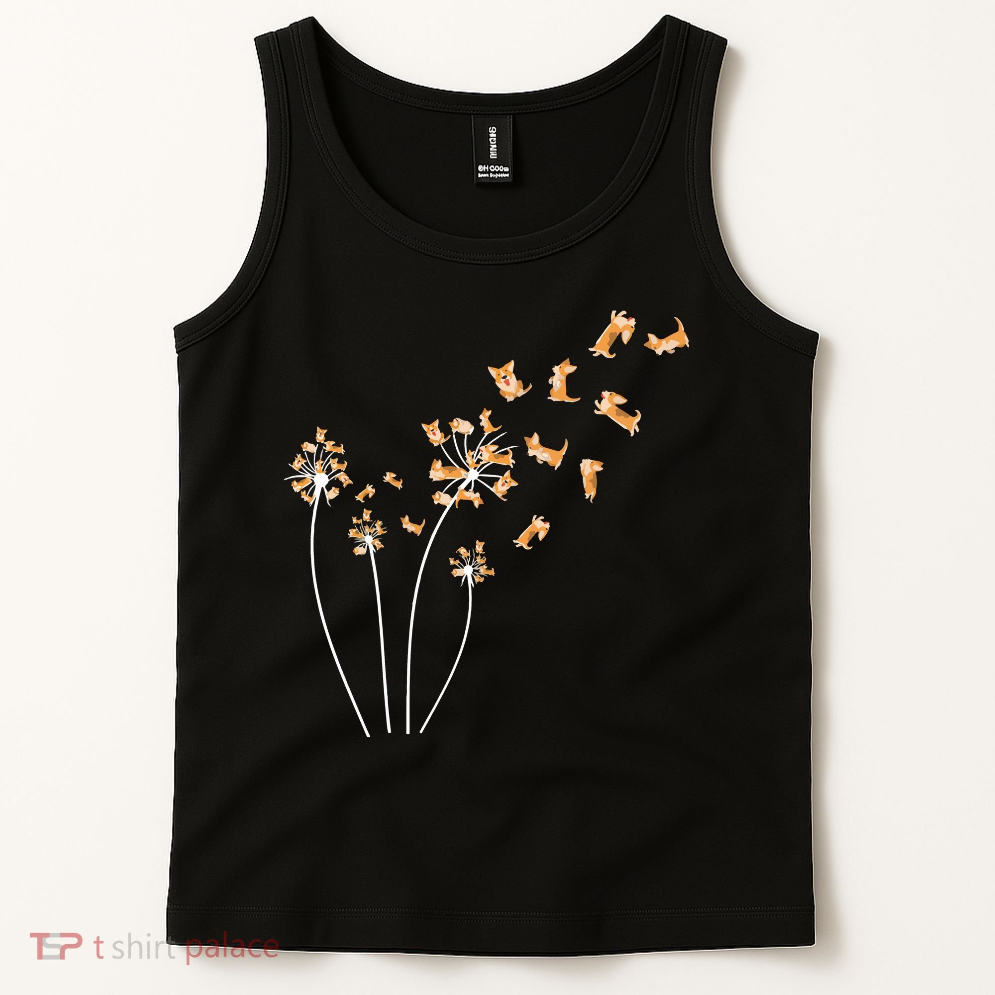 Dandelion Corgi Flower Cute Dog Lovers Tank Top