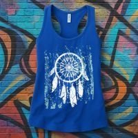 Dream Catcher Feathers Tribal Native American Boho Tapestry Meaningful Gift Women's Tank Top thumb 3