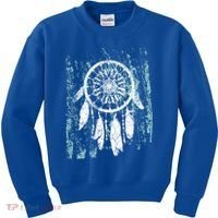 Dream Catcher Feathers Tribal Native American Boho Tapestry Meaningful Gift Kids Sweatshirt thumb 0