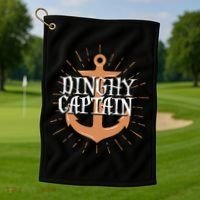 Dinghy Captain Funny Sailing Crew Boating Gift Golf Towel thumb 1