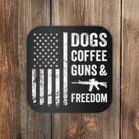 DOGS COFFEE GUNS & FREEDOM Funny Pro Gun American Flag Coaster thumb 0