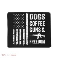 DOGS COFFEE GUNS & FREEDOM Funny Pro Gun American Flag Mousepad thumb 0