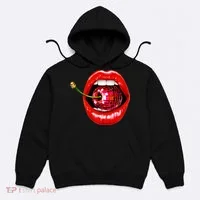 Disco Cherry In Red Lips Retro 80s Party Hoodie thumb 0