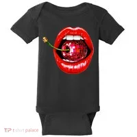 Disco Cherry In Red Lips Retro 80s Party Baby Bodysuit thumb 0