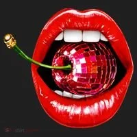 Disco Cherry In Red Lips Retro 80s Party Hat thumb 2