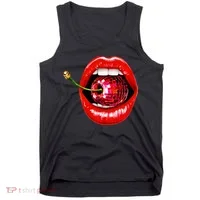 Disco Cherry In Red Lips Retro 80s Party Tank Top thumb 0