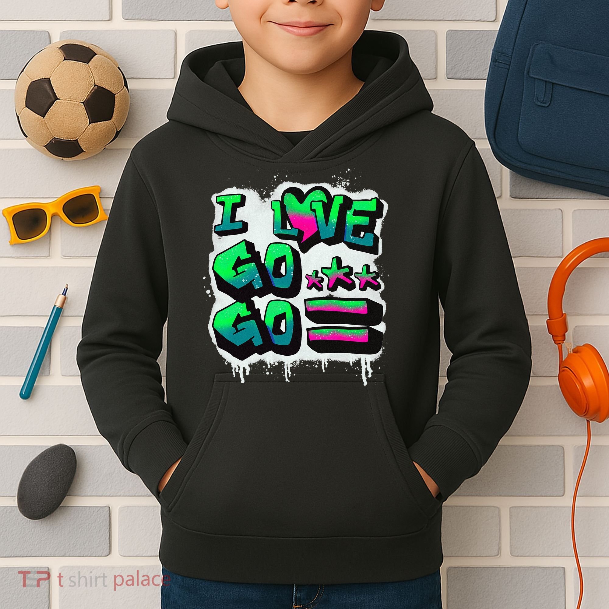 D C I Love Go Go Music Gift For Kids And Adults Kids Hoodie