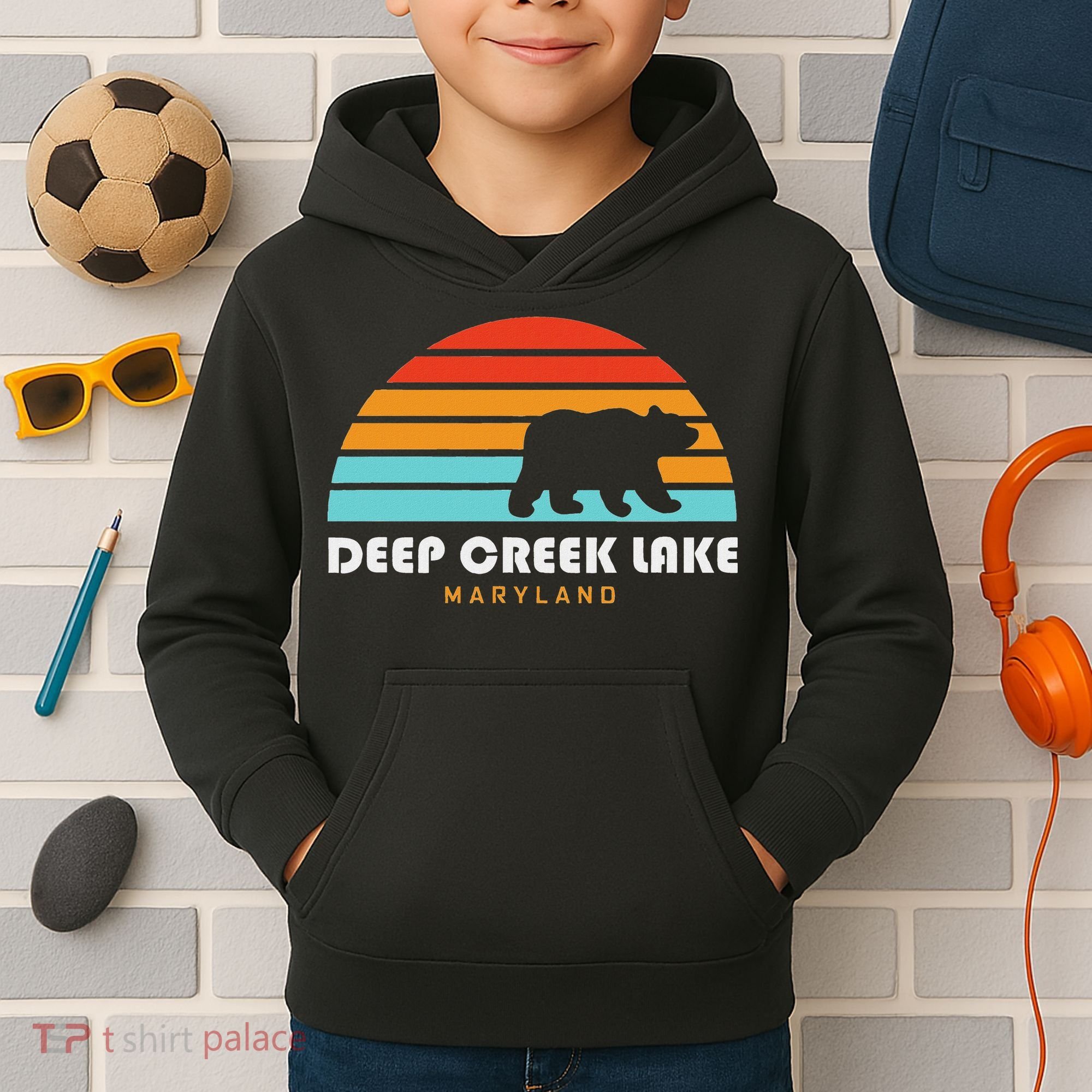 Deep Creek Lake Maryland Bear Deep Creek Lake Kids Hoodie