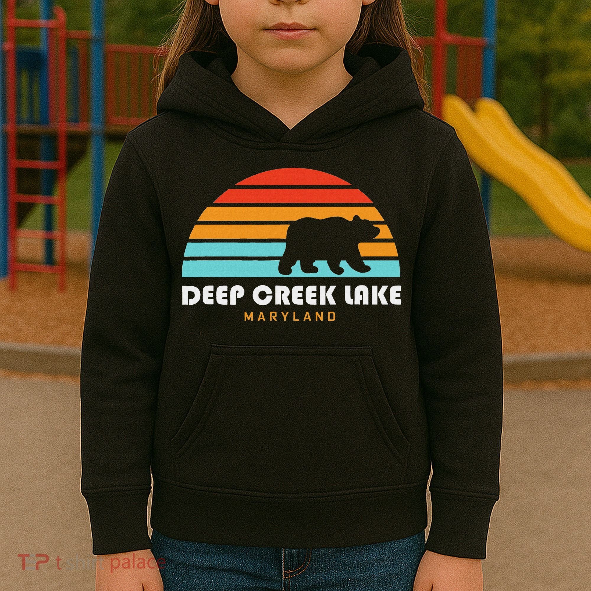 Deep Creek Lake Maryland Bear Deep Creek Lake Kids Hoodie