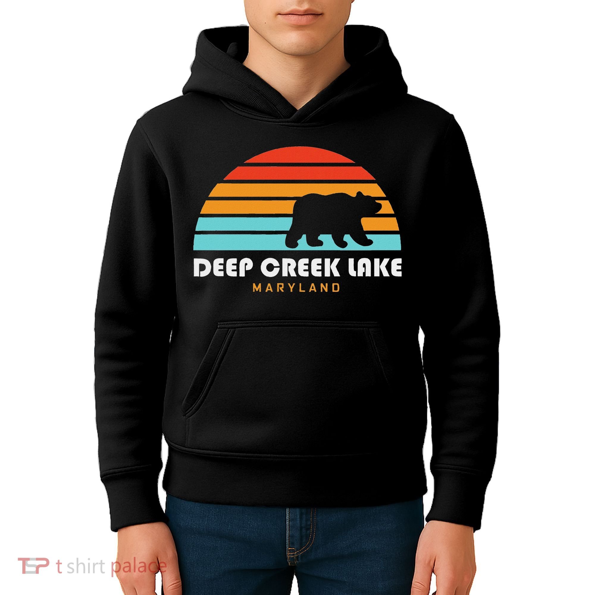 Deep Creek Lake Maryland Bear Deep Creek Lake Kids Hoodie