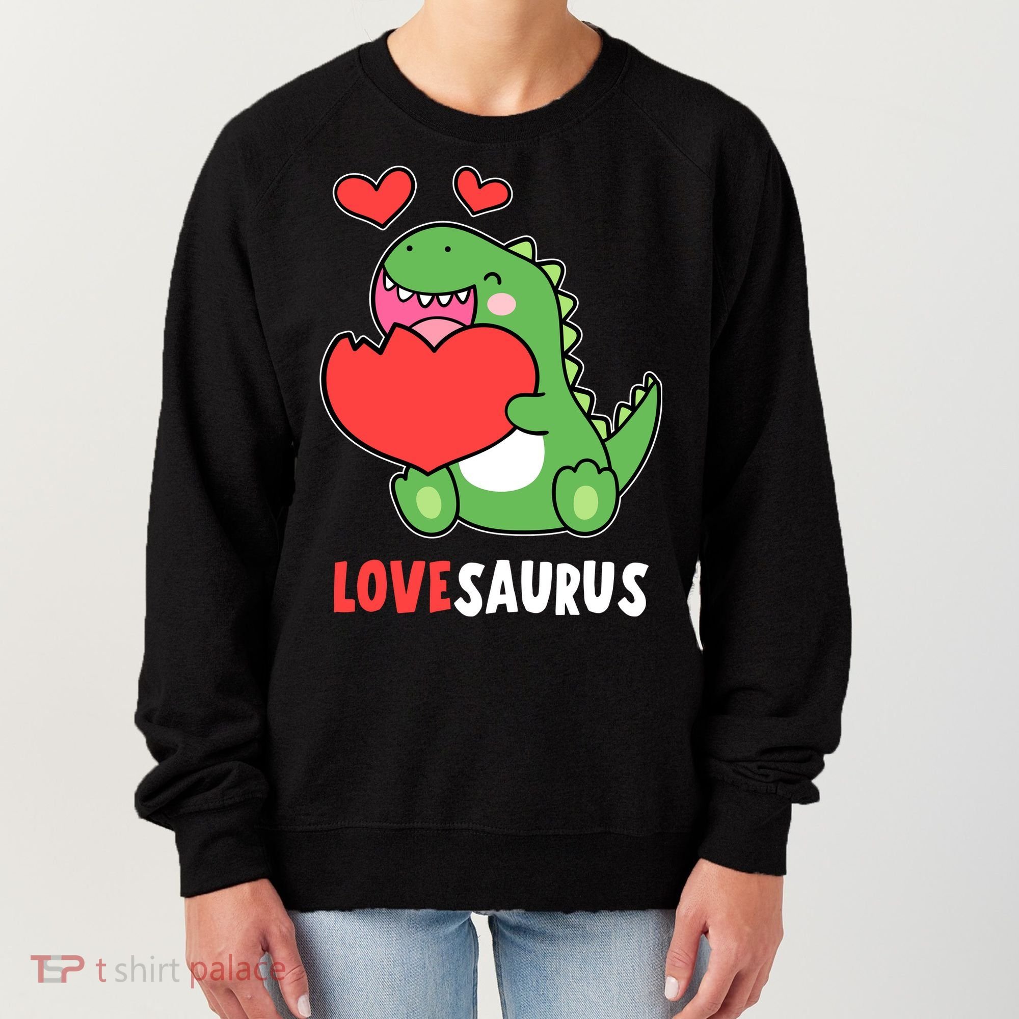 Dinosaur Cute LoveSaurus Valentines Day Heart Women's Sweatshirt
