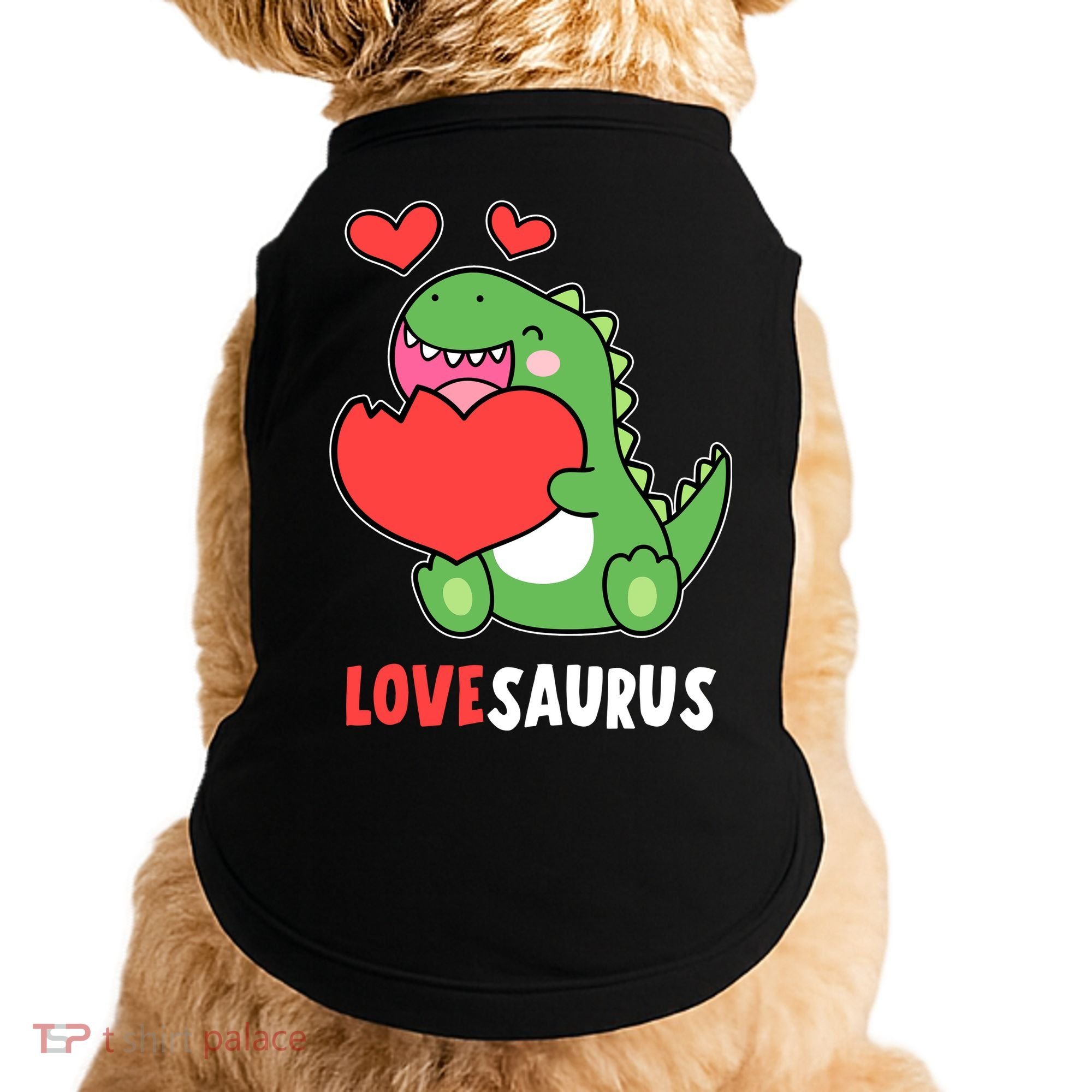 Dinosaur Cute LoveSaurus Valentines Day Heart Doggie Tank